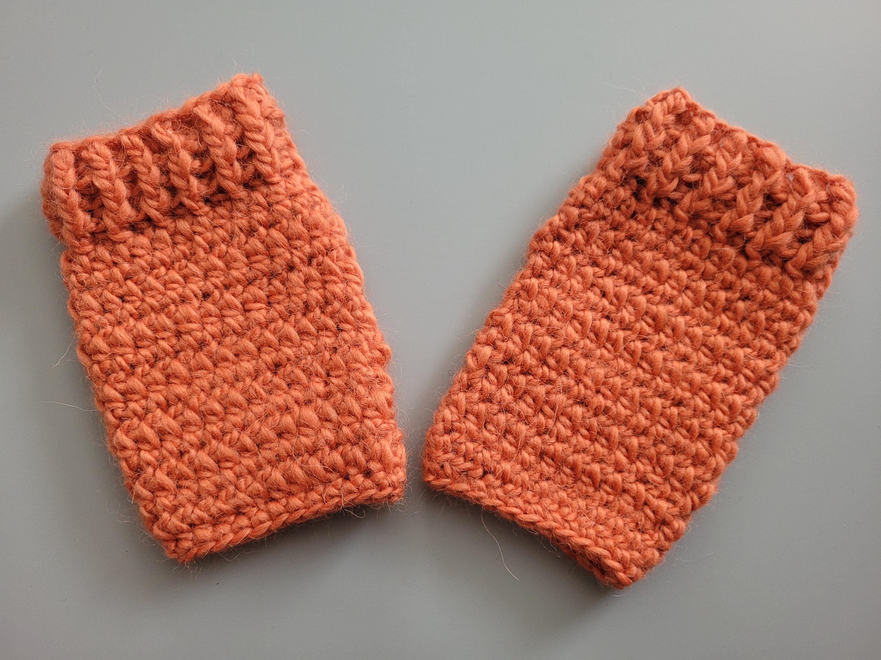 set of scarf, hat and fingerless gloves,  alpaca plus wool, handmade,  in pumpkin colour