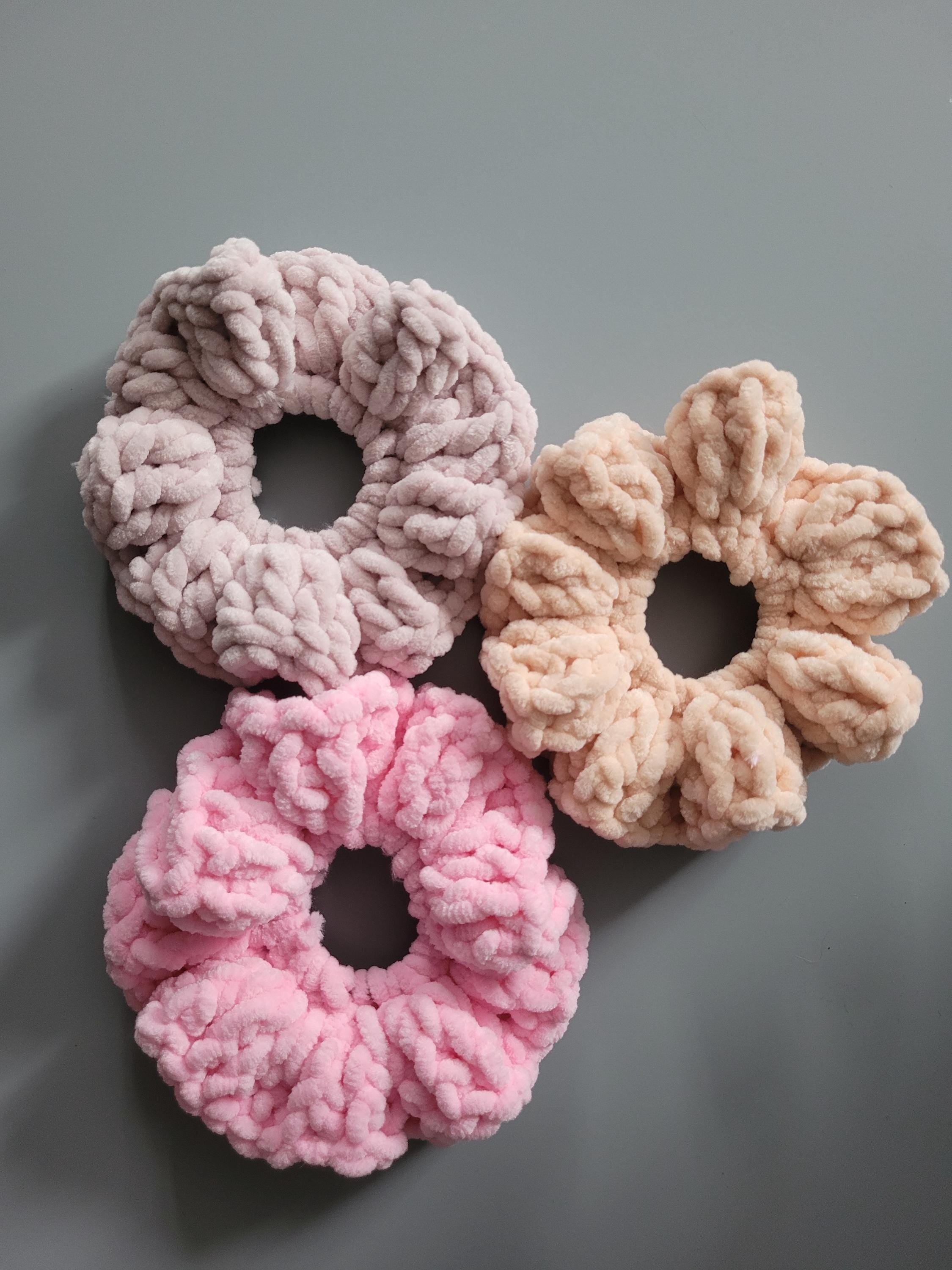 set of 3 scrunchies,  shades of pink