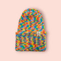 multicoloured beanie hat