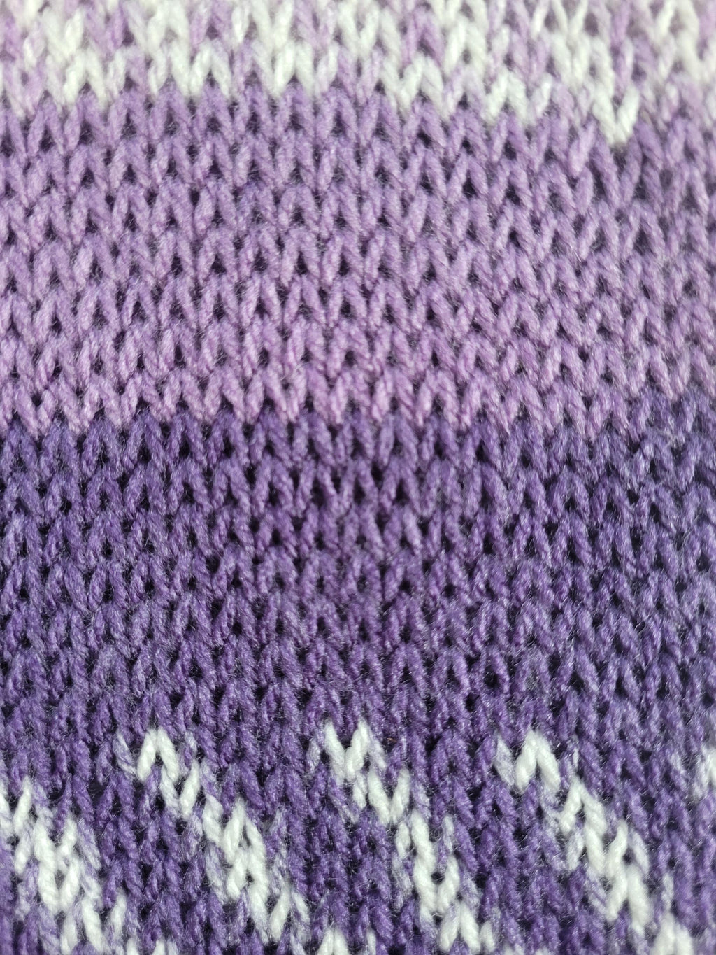 handmade leg warmers, in purples and white, fair isle, acrylic