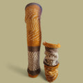 handmade leg warmers, curry, mustard, yellow, brown and white, acrylic