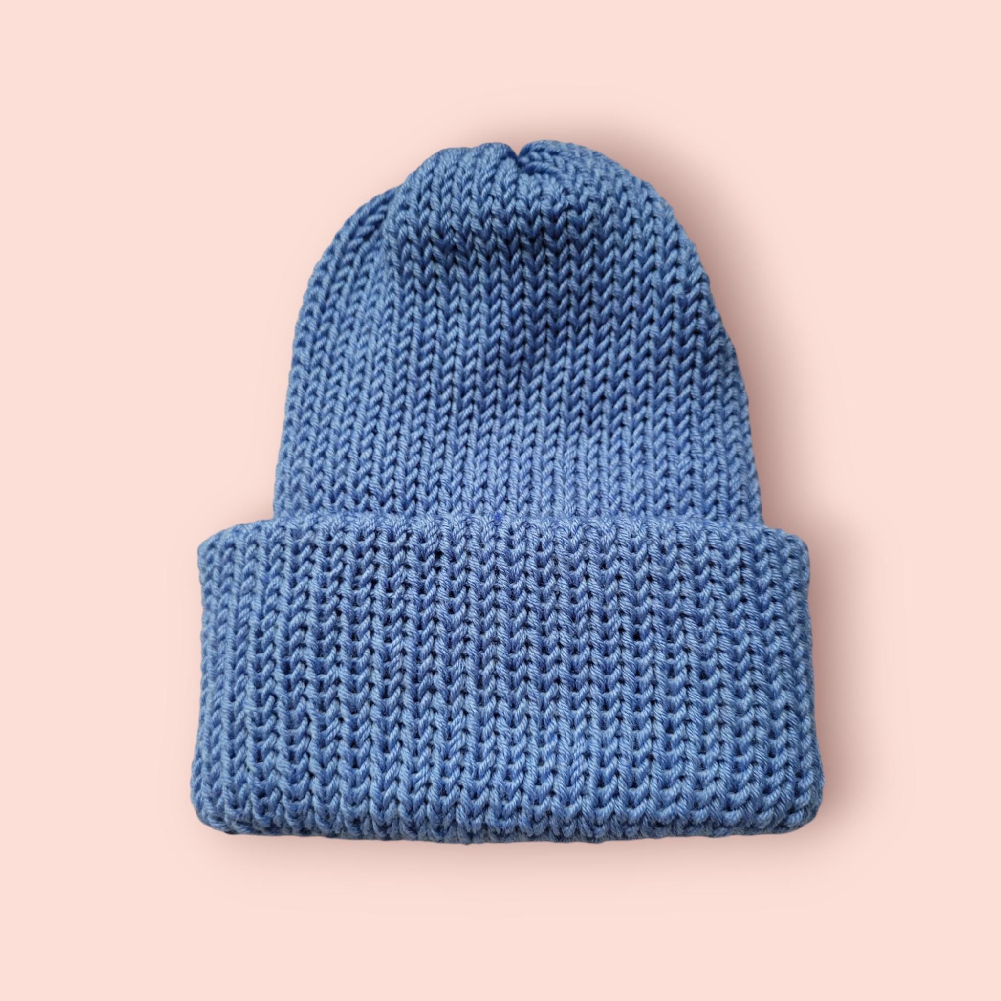 Newborn set of 2 hats, beanie and bonnet, blue