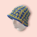 lime green and royal blue bucket hat, festival hat,  beach hat, 100% cotton, hand made