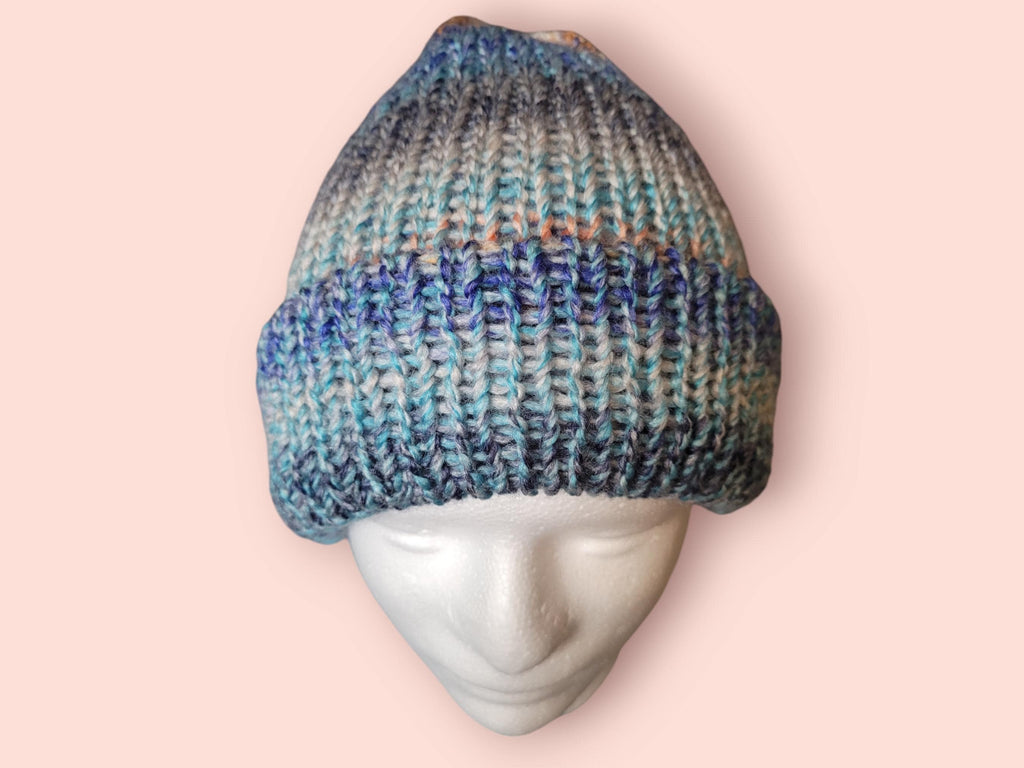 ombre blue / orange beanie hat