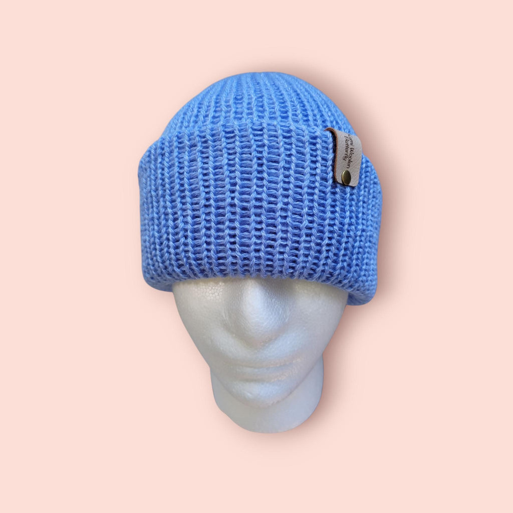 silk and merino blue beanie hat
