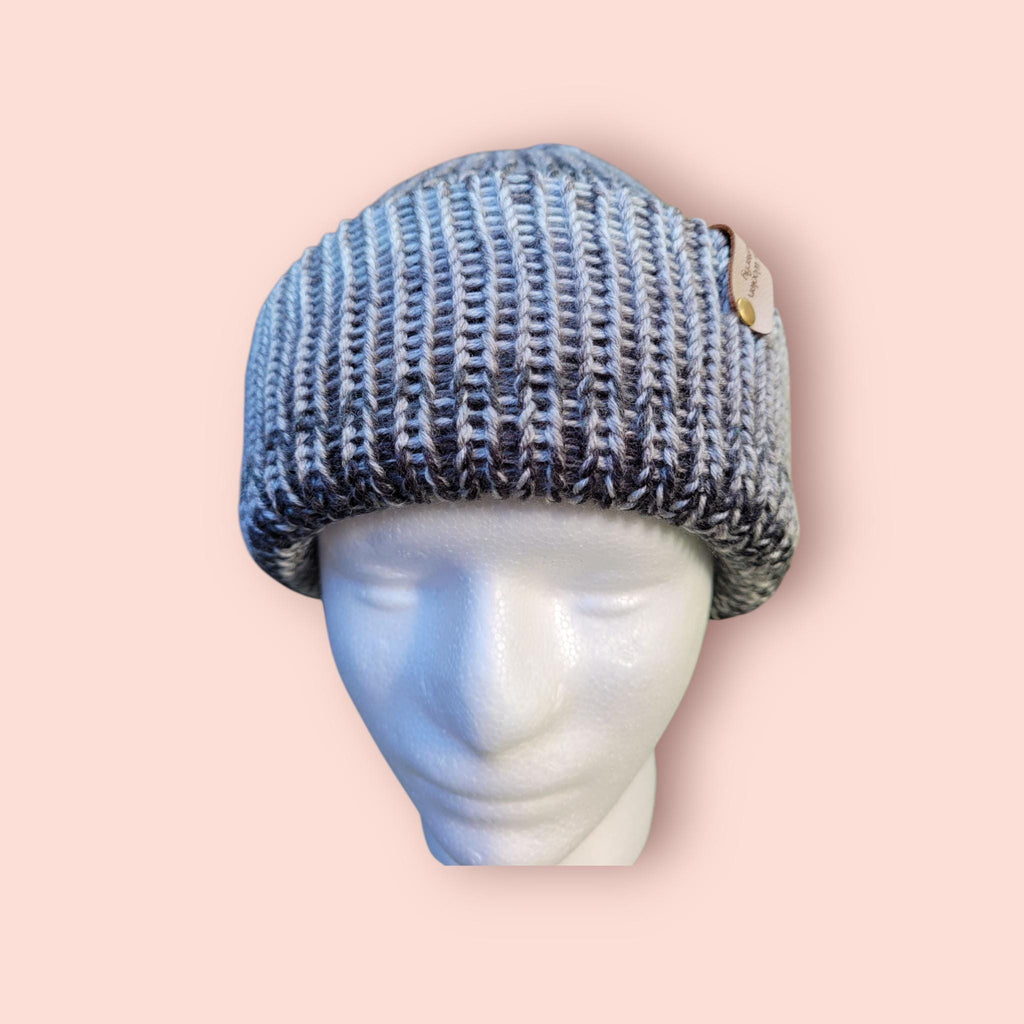 Grey ombre beanie hat with merino wool