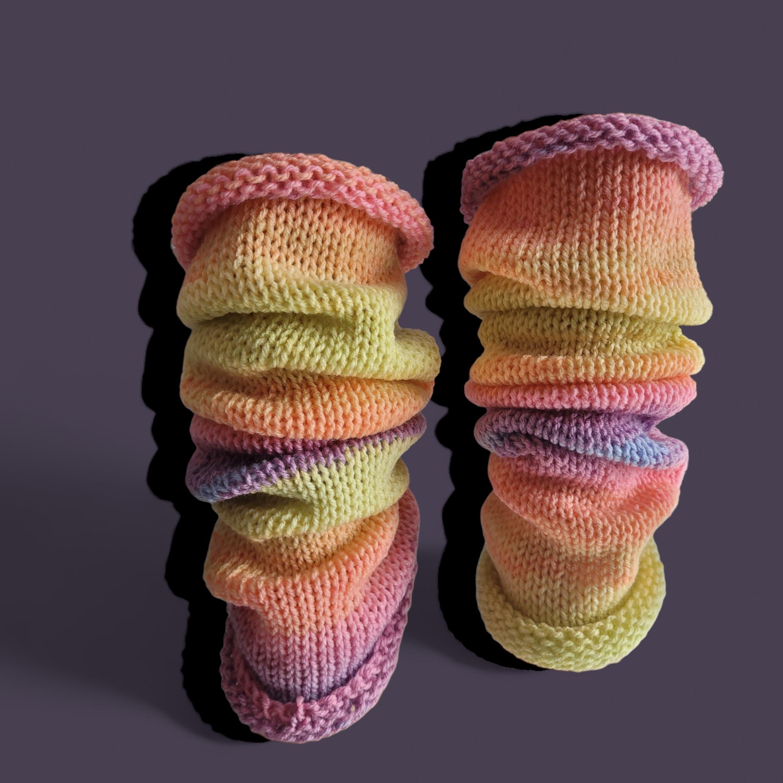 leg warmers, pastel colours, acrylic