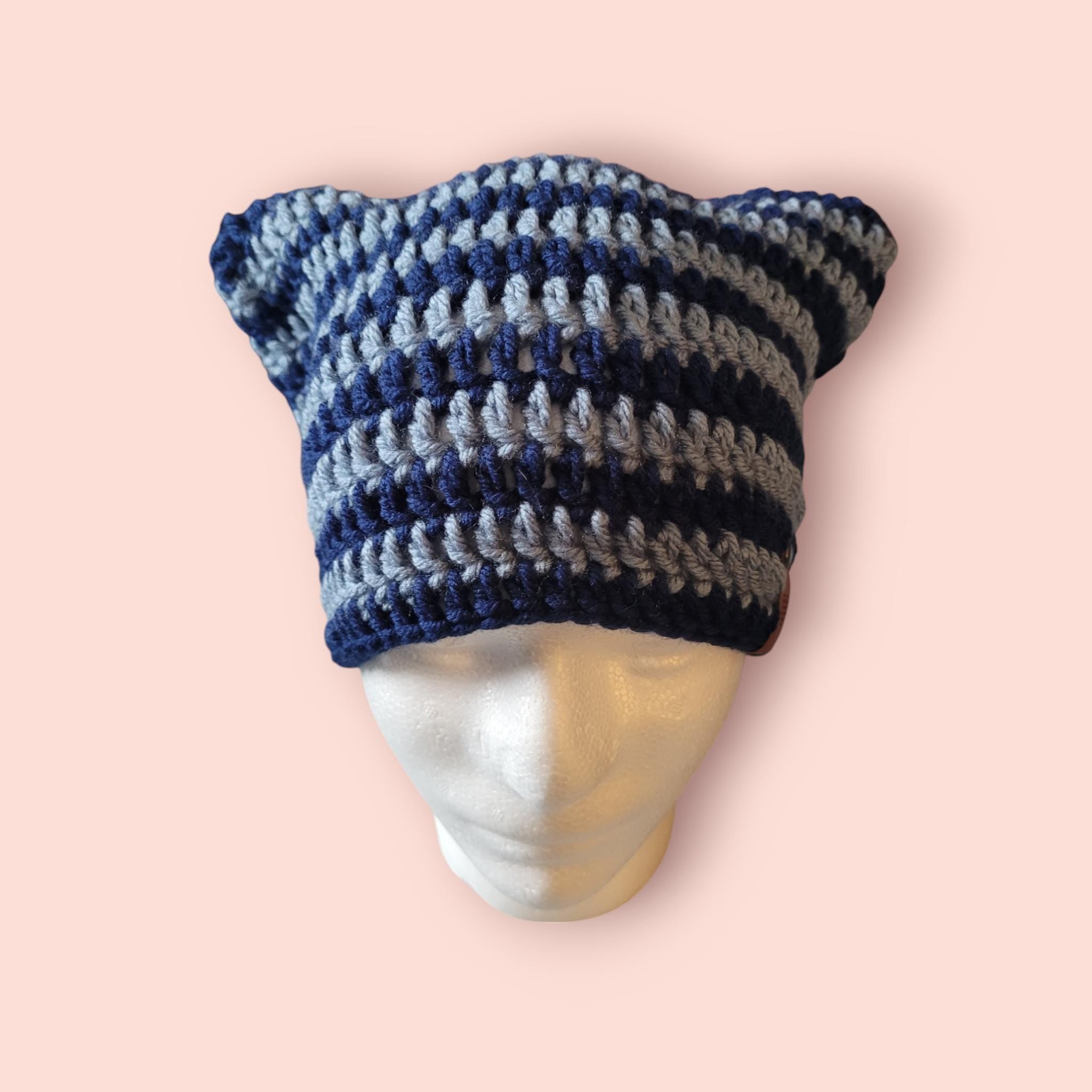 navy grey cat beanie cat hat