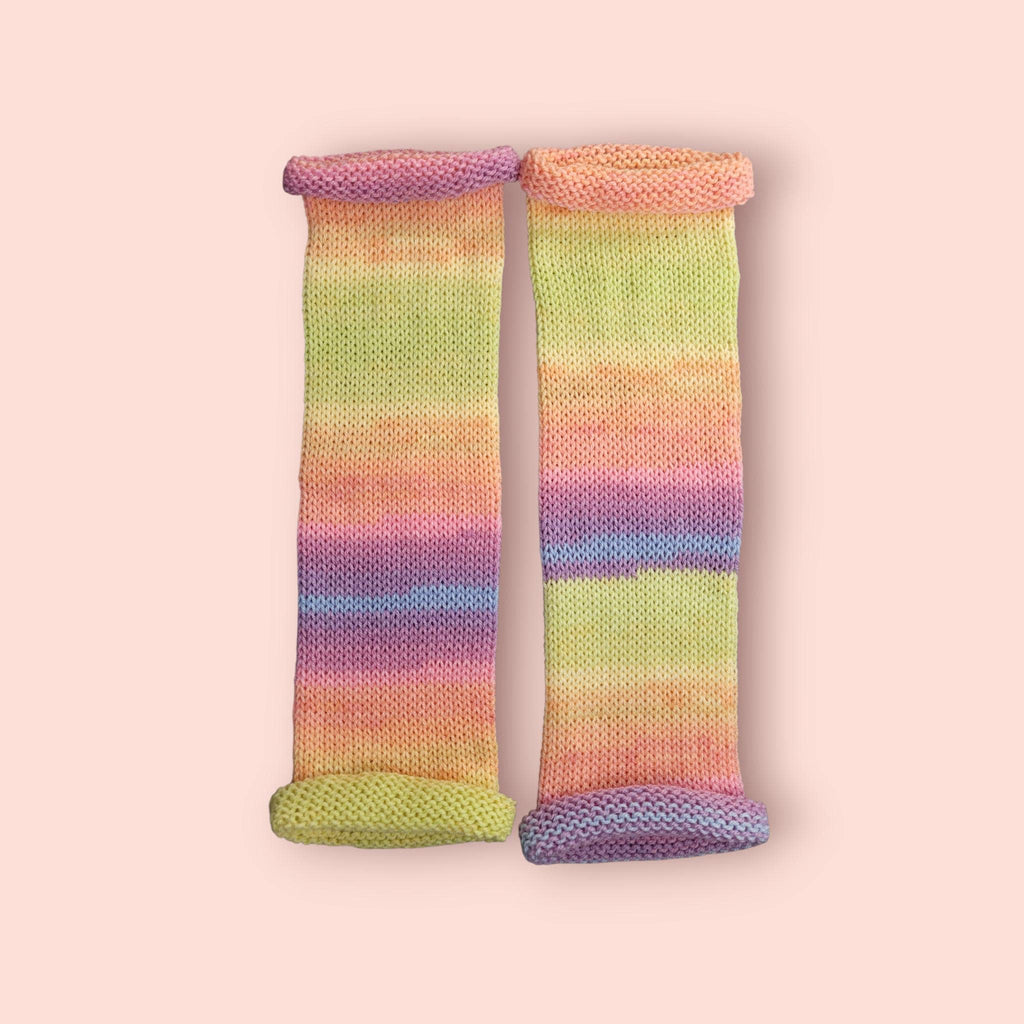 leg warmers, pastel colours, acrylic