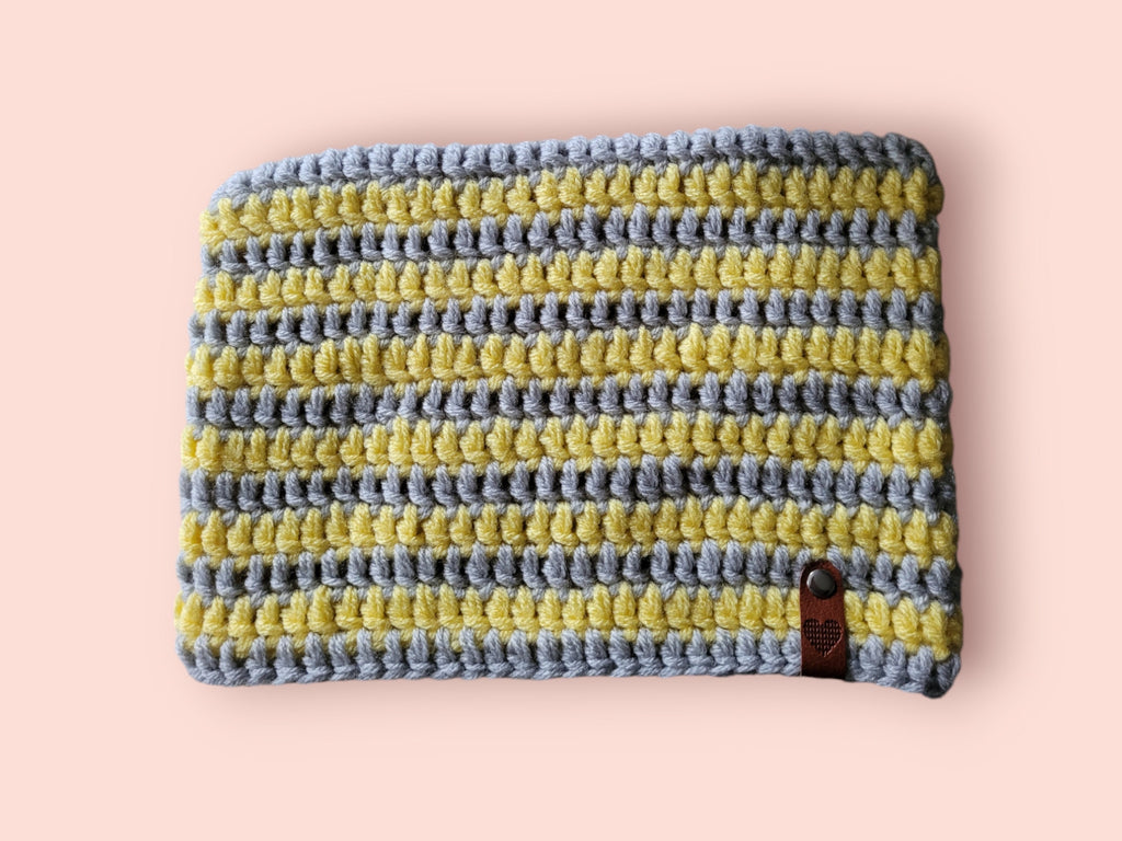 cat beanie hat light grey / light yellow