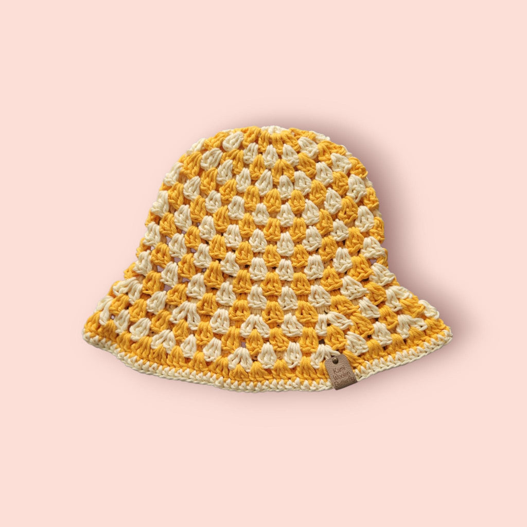 dark yellow and light yellow bucket hat, festival hat,  beach summer hat, hand made, 100% cotton