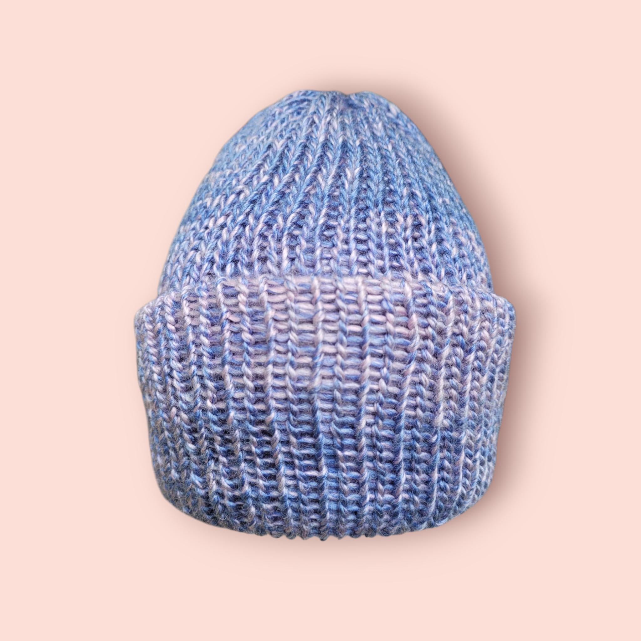 purple and pink ombre effect beanie hat, with wool, very soft,  silky touch