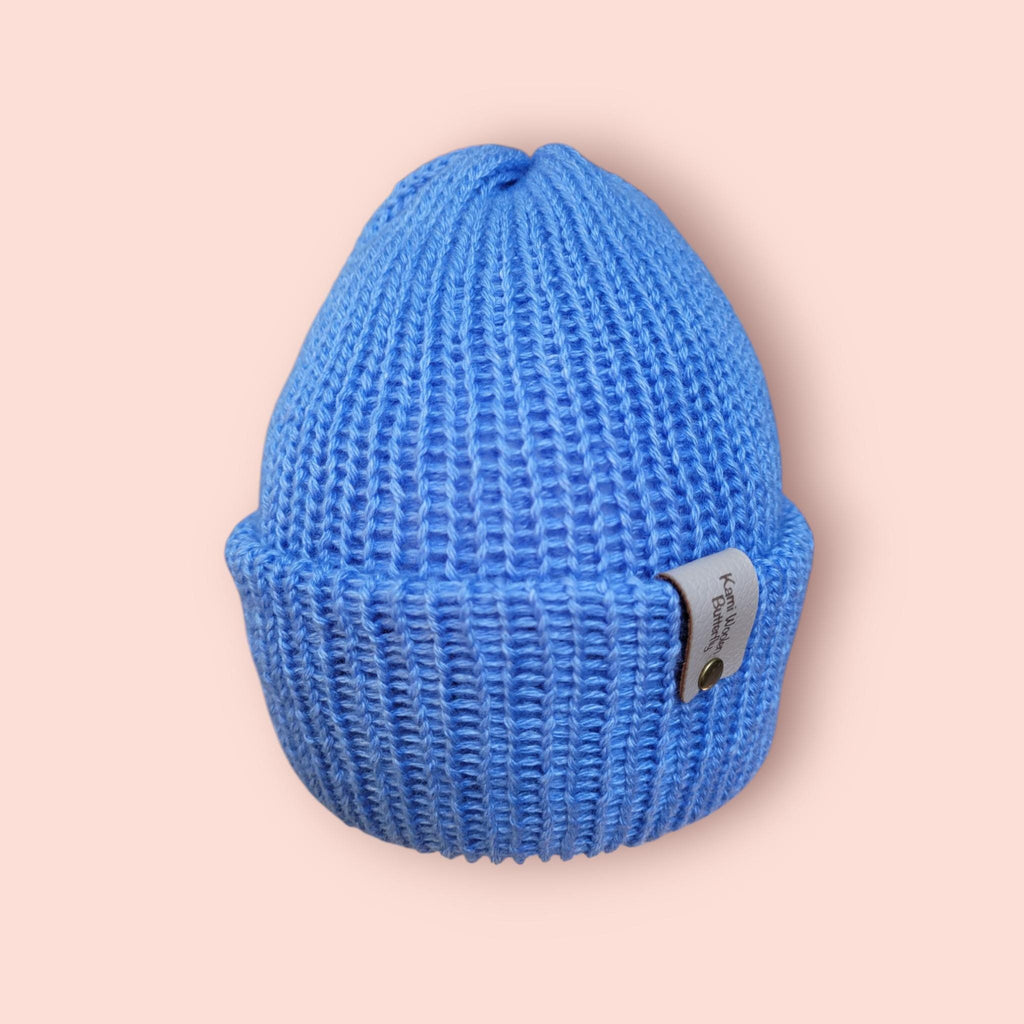 silk and merino blue beanie hat