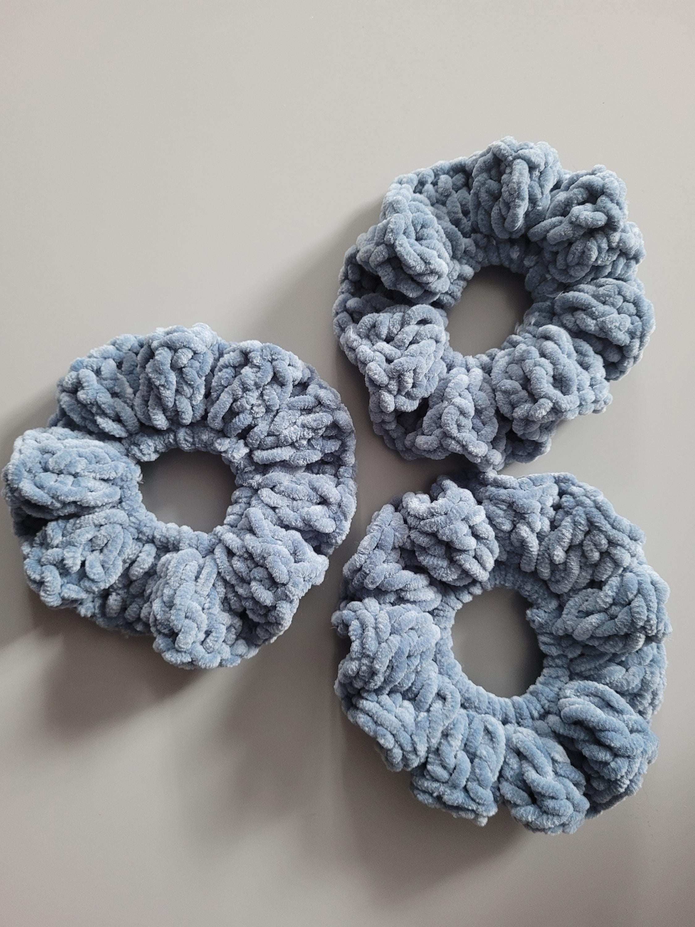 set of 3 storm blue scrunchies