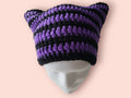 cat beanie hat black/ purple