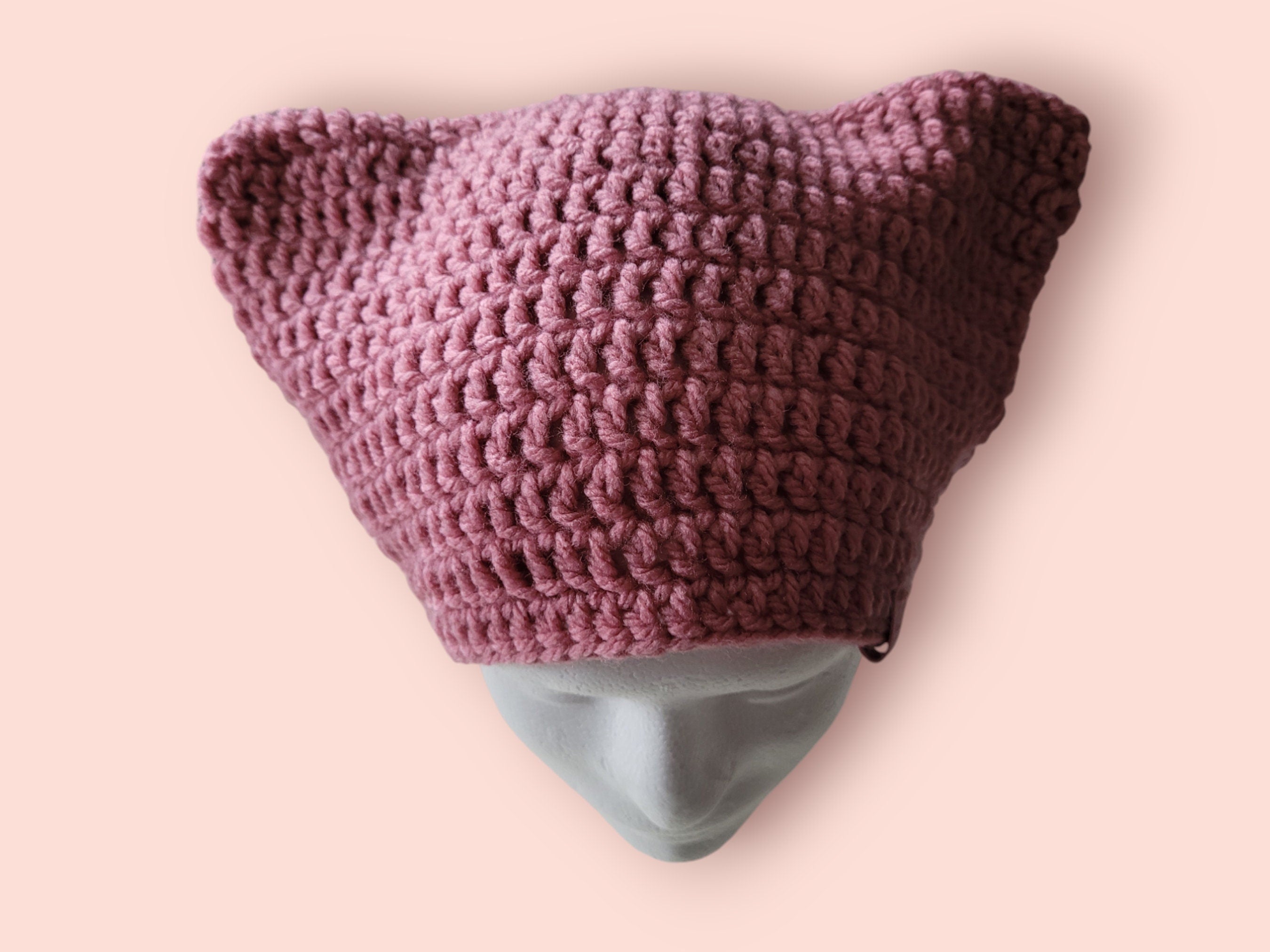 cat beanie hat pink