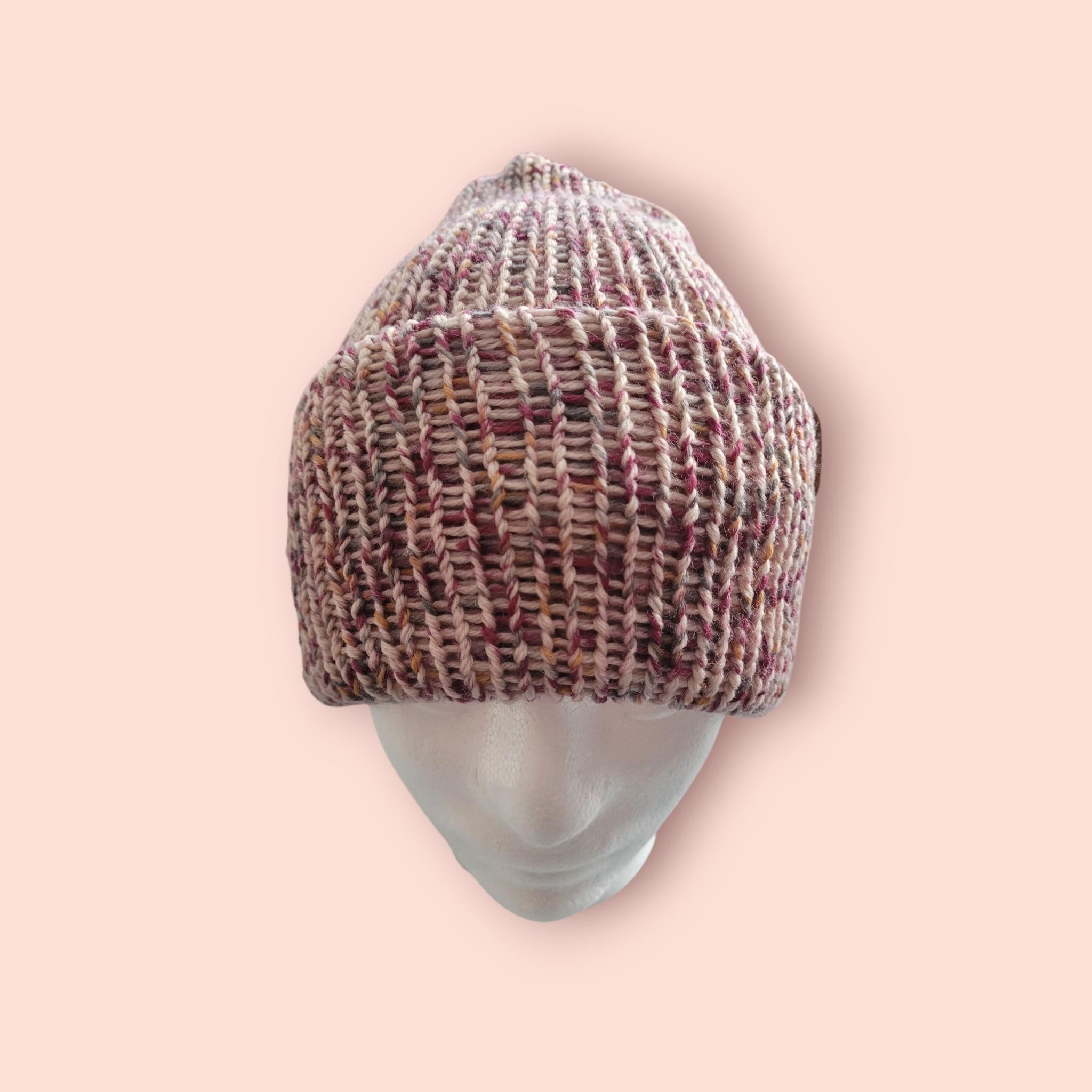 handmade beanie hat,  100% organic merino wool,  size S/M