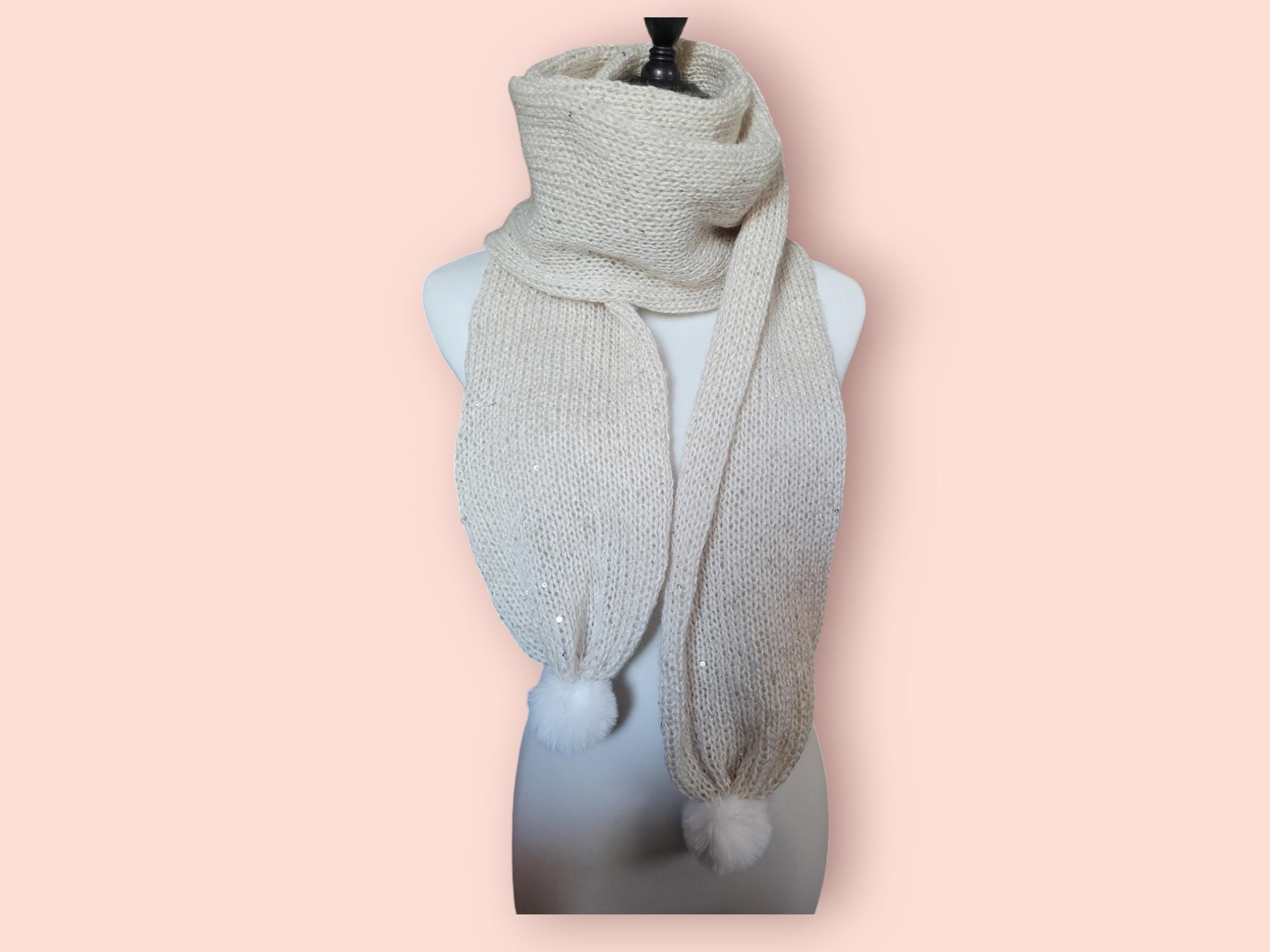 elegant scarf with mohair and pailettes