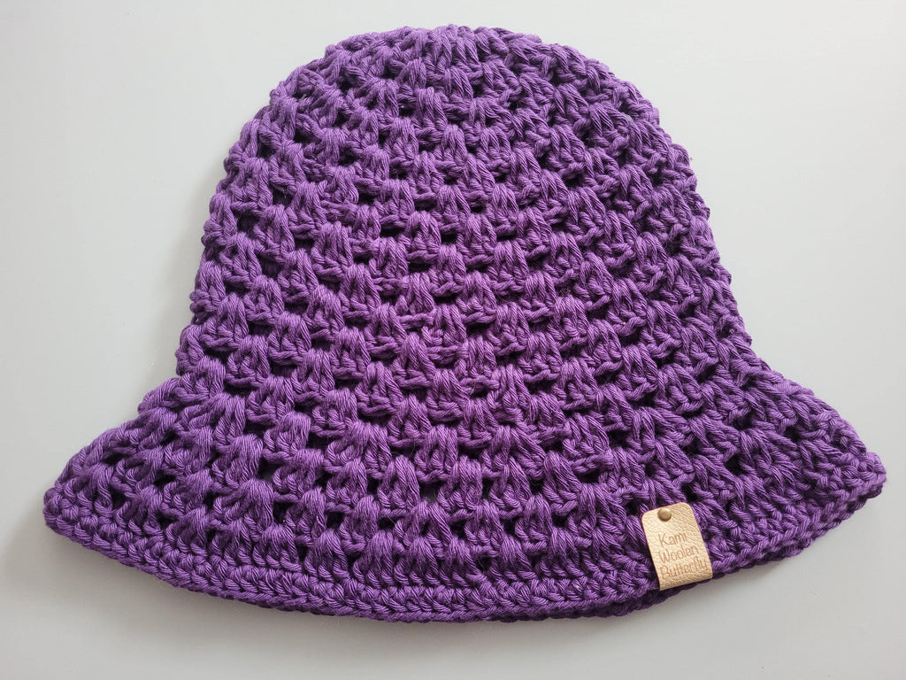 handmade crochet bucket hat,  purple/ dark orchid,  100% cotton,  festival hat,  beach hat, summer hat