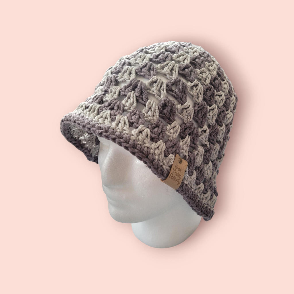 dark grey and light grey bucket hat, festival fashion,  summer and beach hat, handmade,  100% cotton