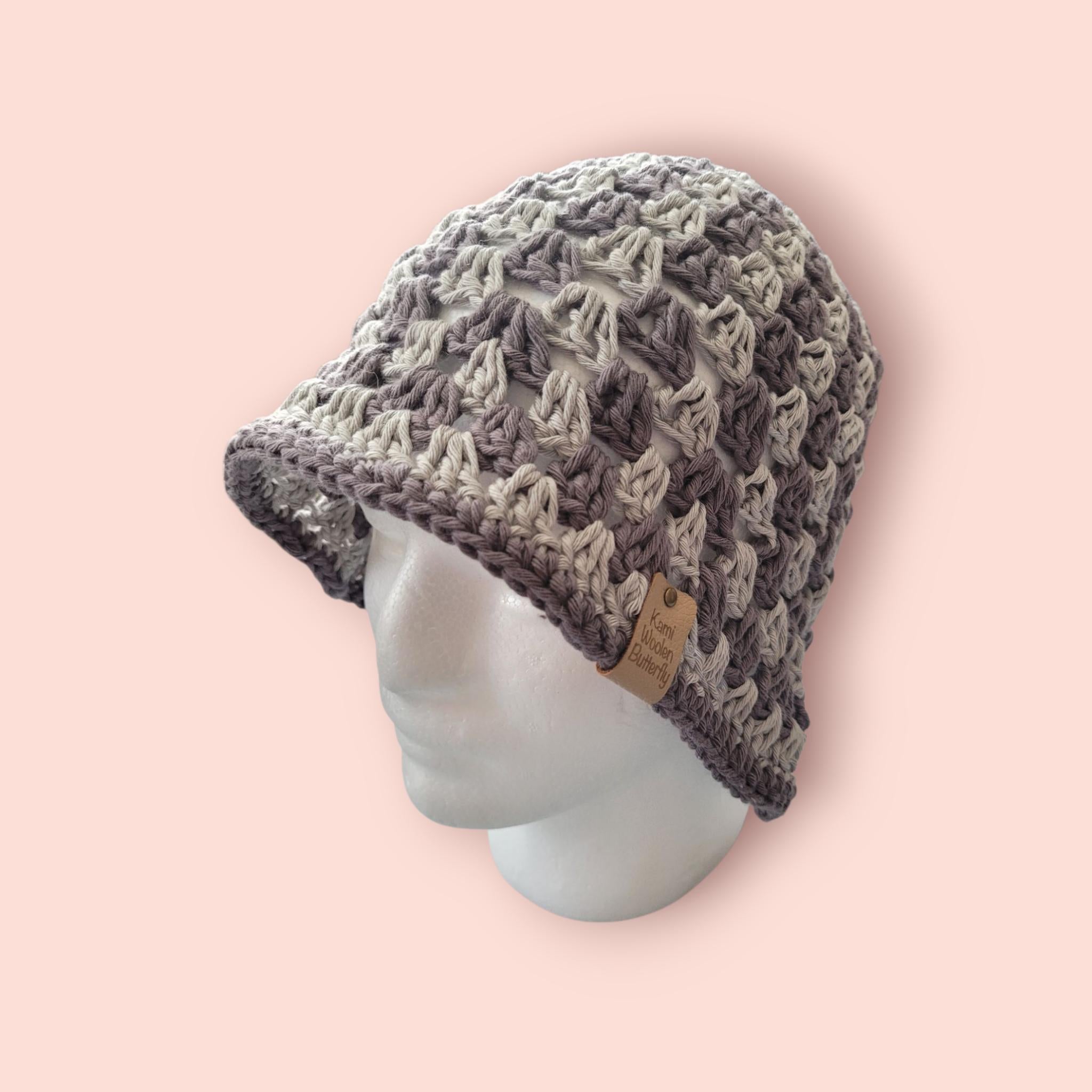 dark grey and light grey bucket hat, festival fashion,  summer and beach hat, handmade,  100% cotton
