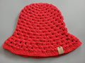 handmade crochet bucket hat,  red, cotton,  festival, holiday,  summer,  beach hat