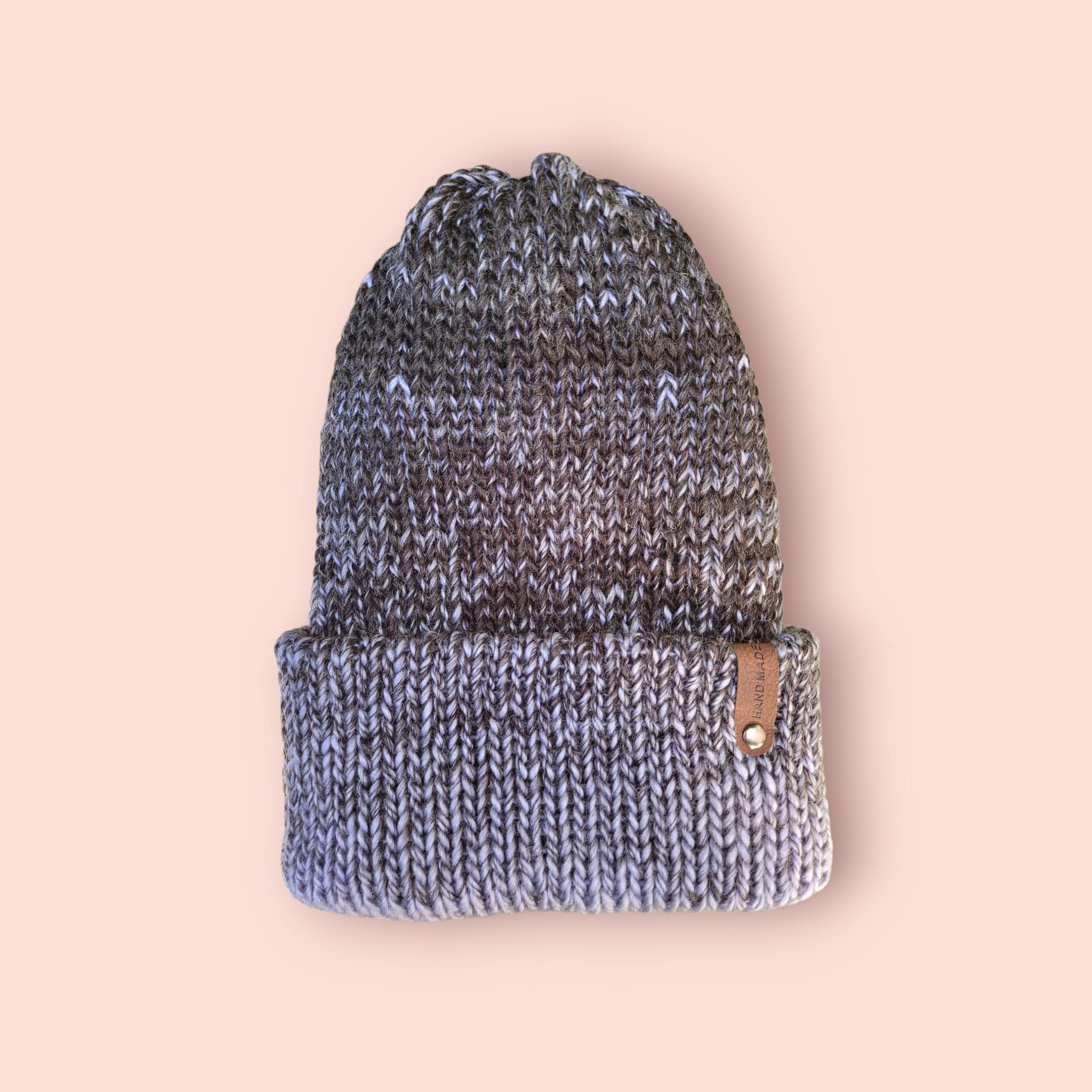 purple to black ombre effect beanie hat, silky touch with wool