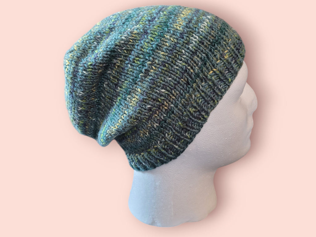 merino wool hat, green marble