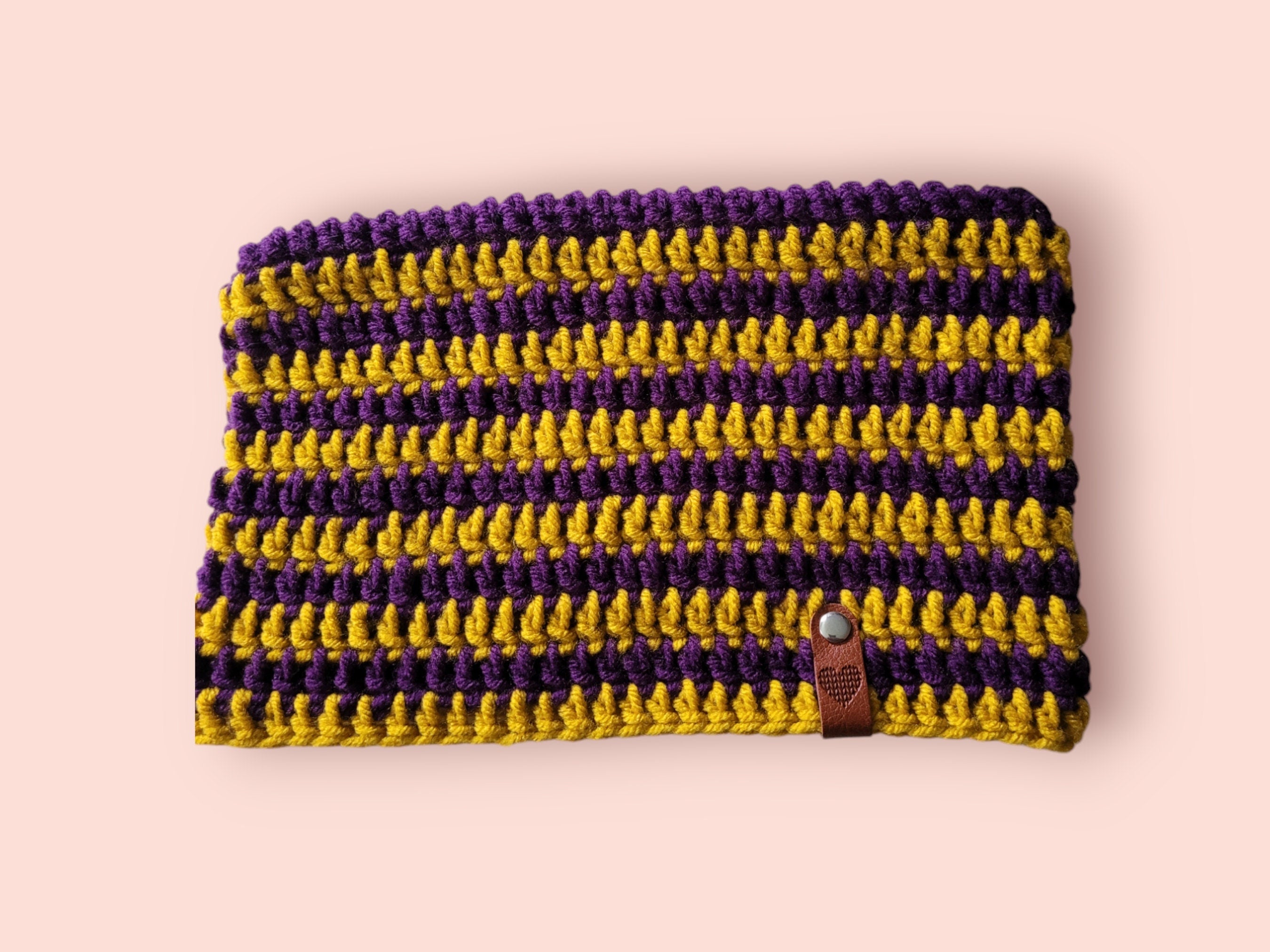 cat beanie hat plum/mustard
