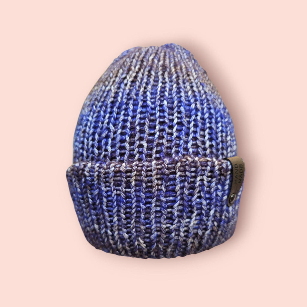 Blue, black and white ombre effect beanie hat,  with wool
