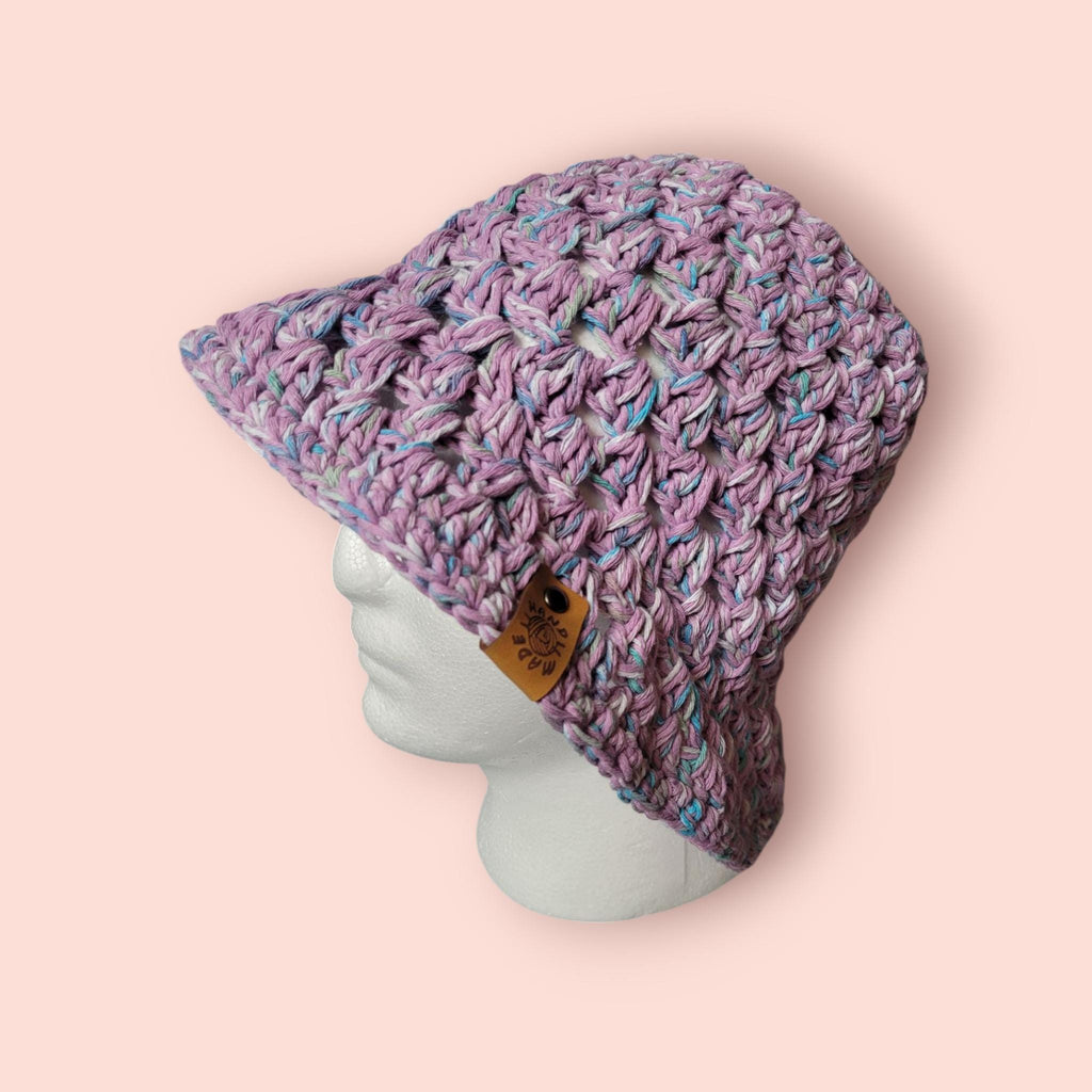 purple bucket hat, festival hat, summer cotton hat