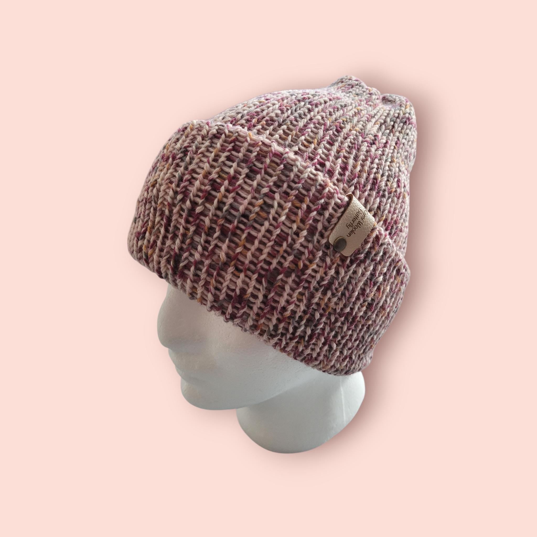 handmade beanie hat,  100% organic merino wool,  size S/M