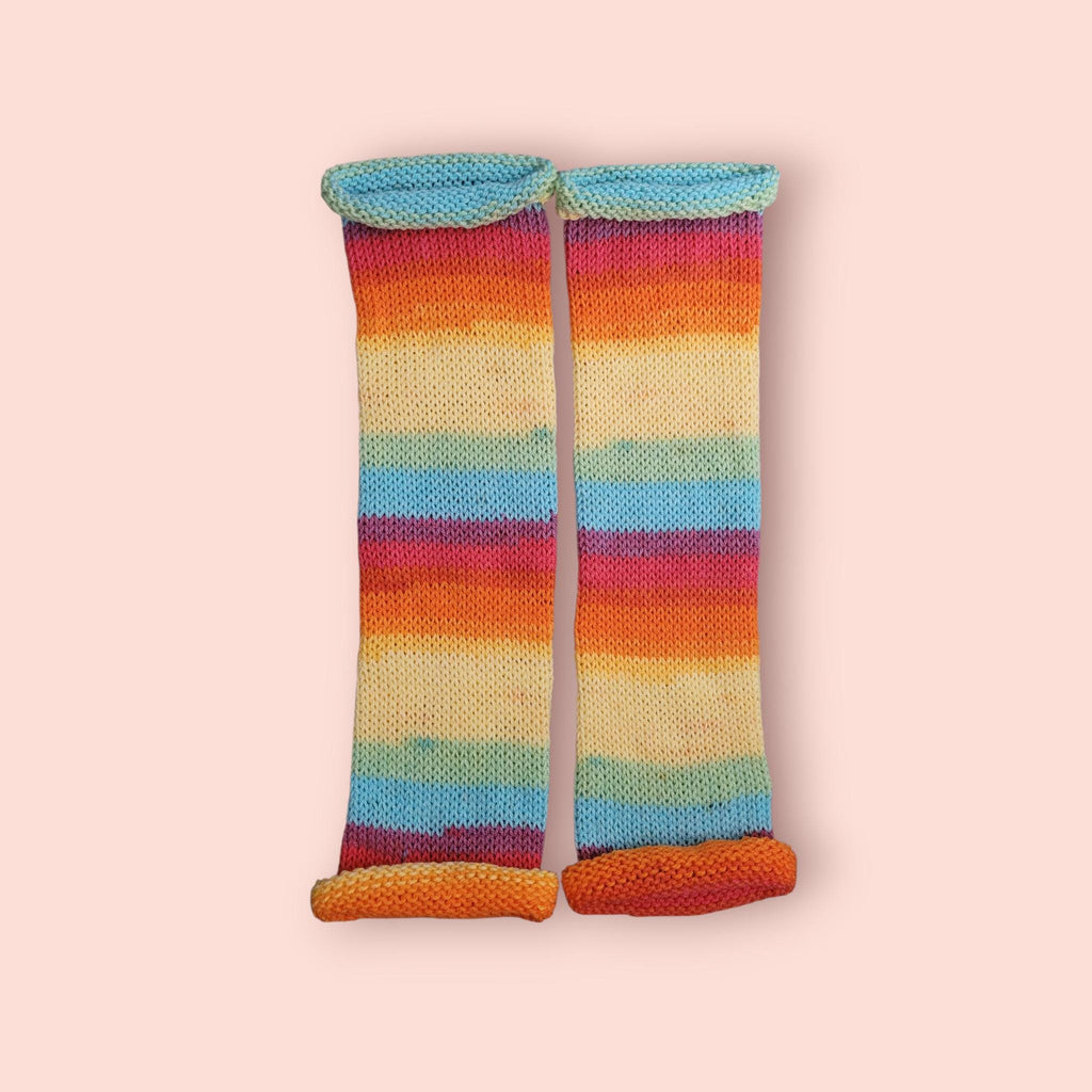 leg warmers, bright colours, rainbow, acrylic