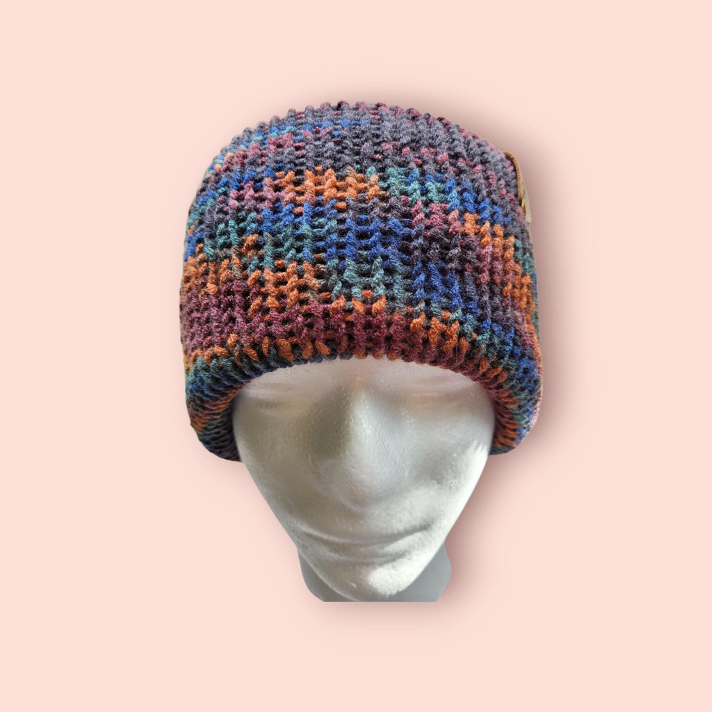 brown and orange beanie hat