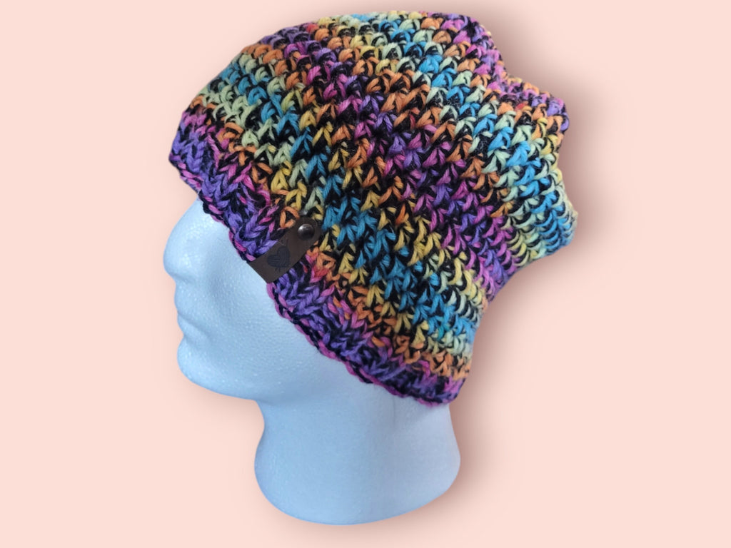 rainbow hat with merino wool