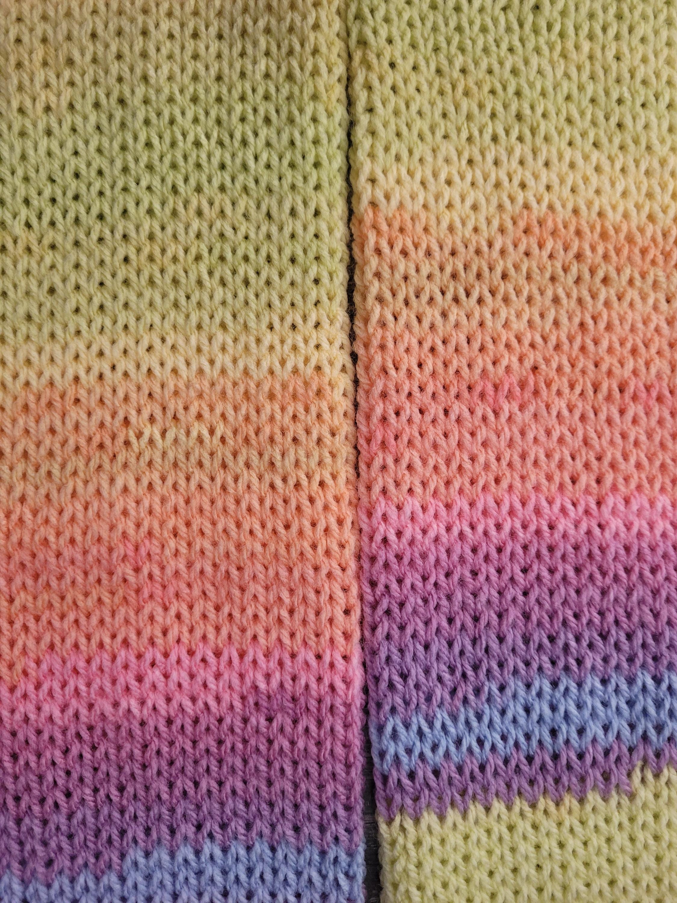 leg warmers, pastel colours, acrylic