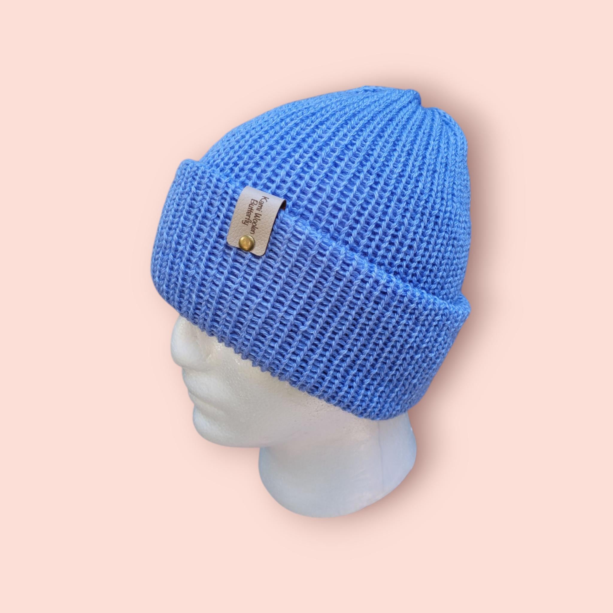 silk and merino blue beanie hat
