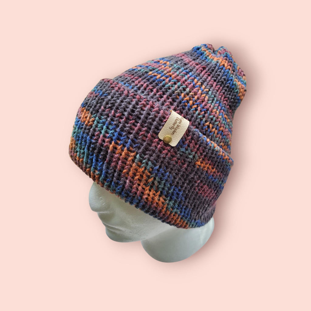 brown and orange beanie hat