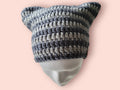 cat beanie hat, dark grey/light grey