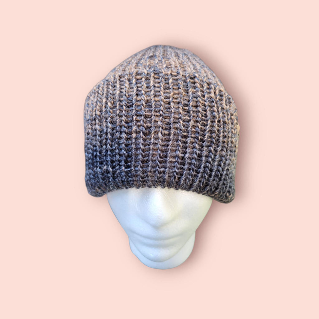 brown to black ombre effect beanie hat, silky touch,  with wool