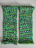 handmade leg warmers,  woolen and breathable,  shades of green,  dark grey and cream