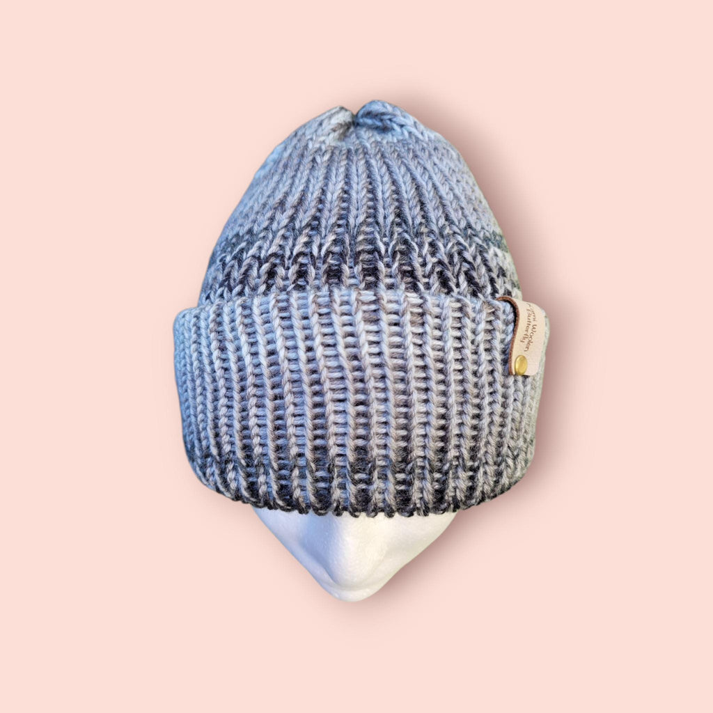 Grey ombre beanie hat with merino wool