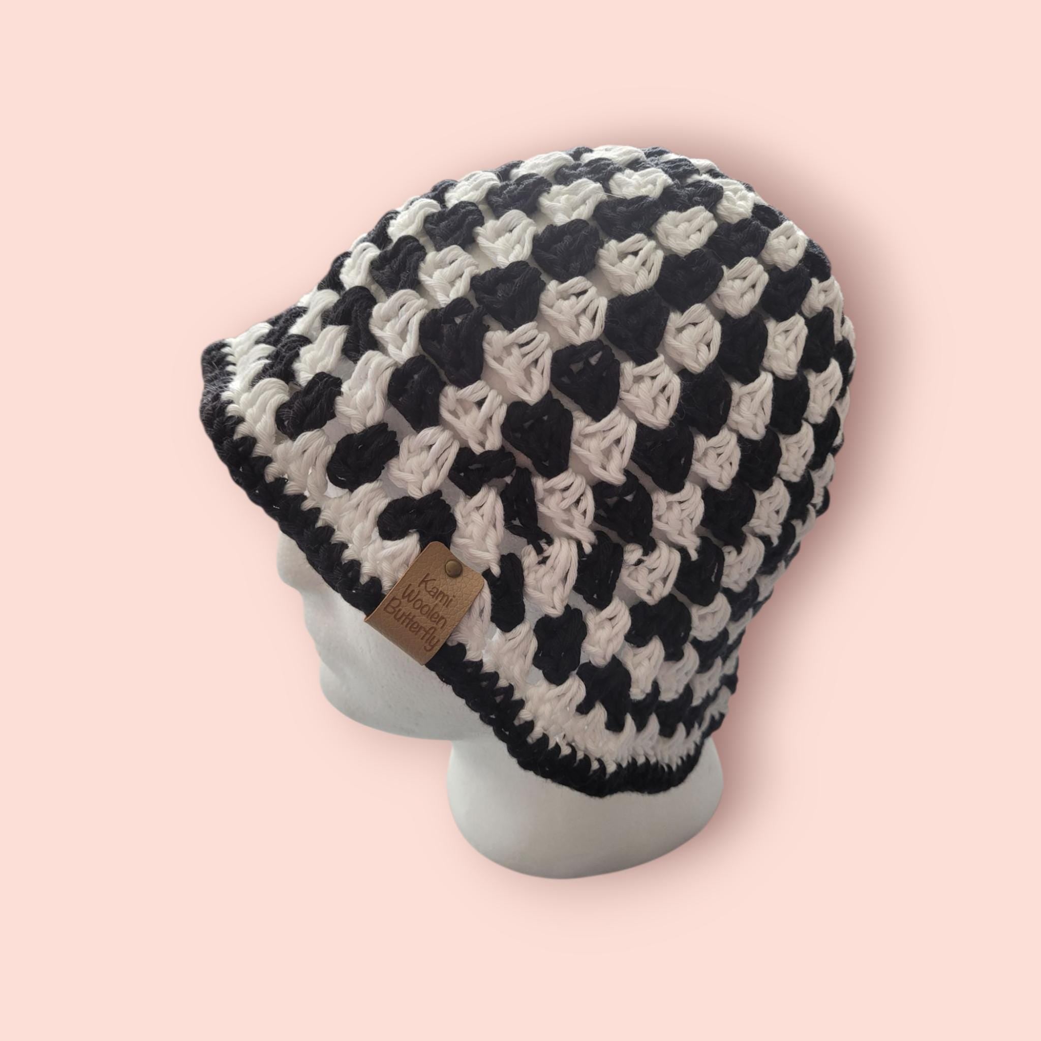 Black and white bucket hat, festival hat, beach hat, hand made, 100% cotton