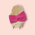 handmade headband in bow style, with mohair and merino, pink