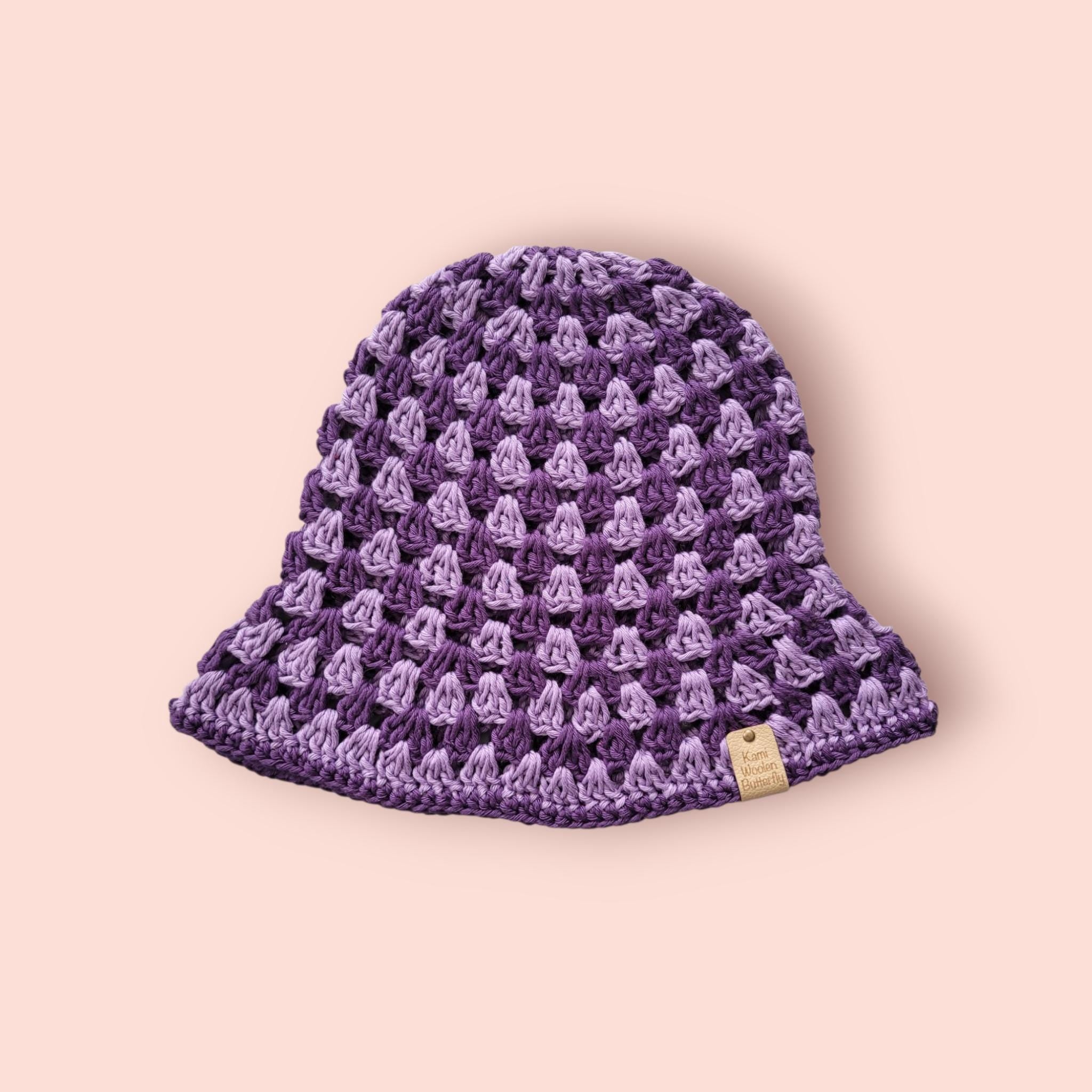 dark purple and light purple bucket hat, festival fashion,  summer and beach hat, handmade,  100 % cotton