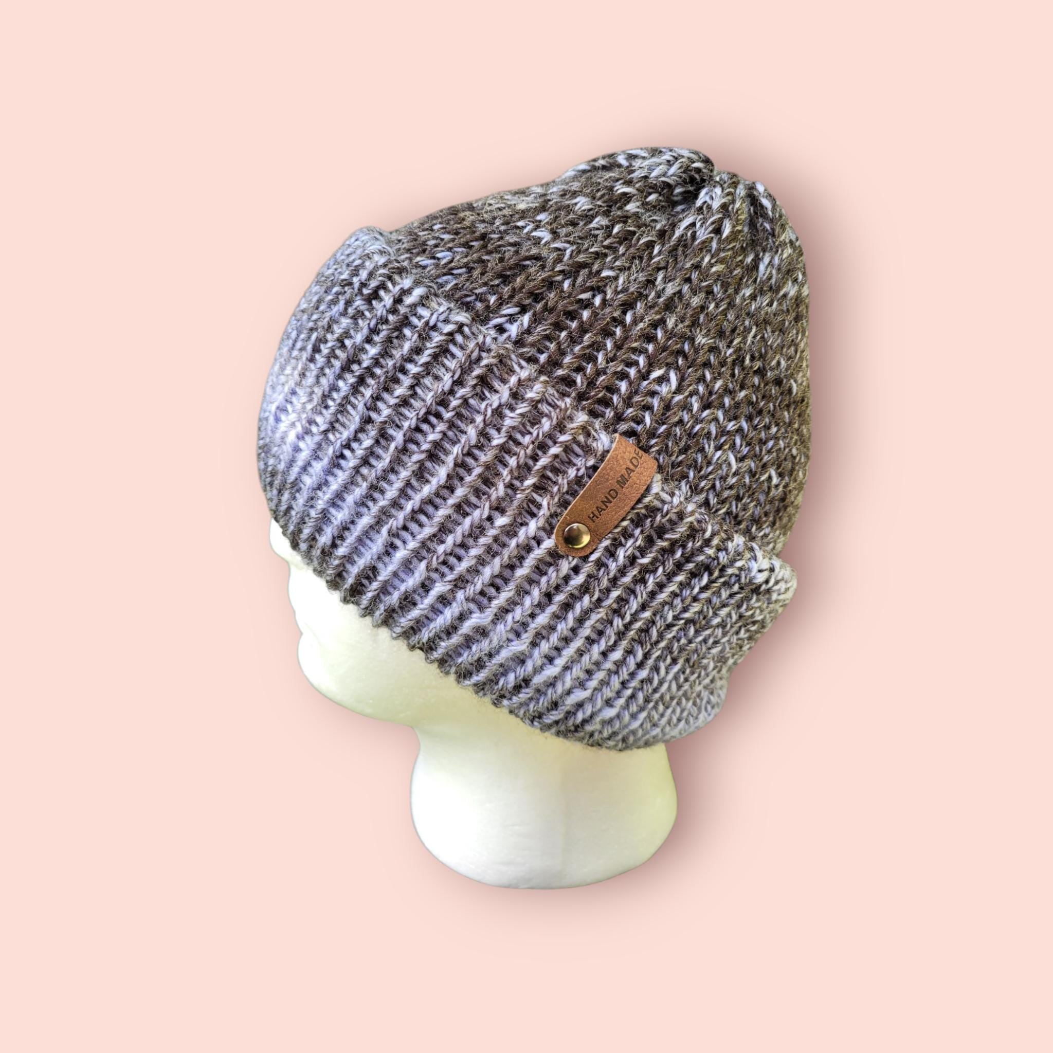 purple to black ombre effect beanie hat, silky touch with wool