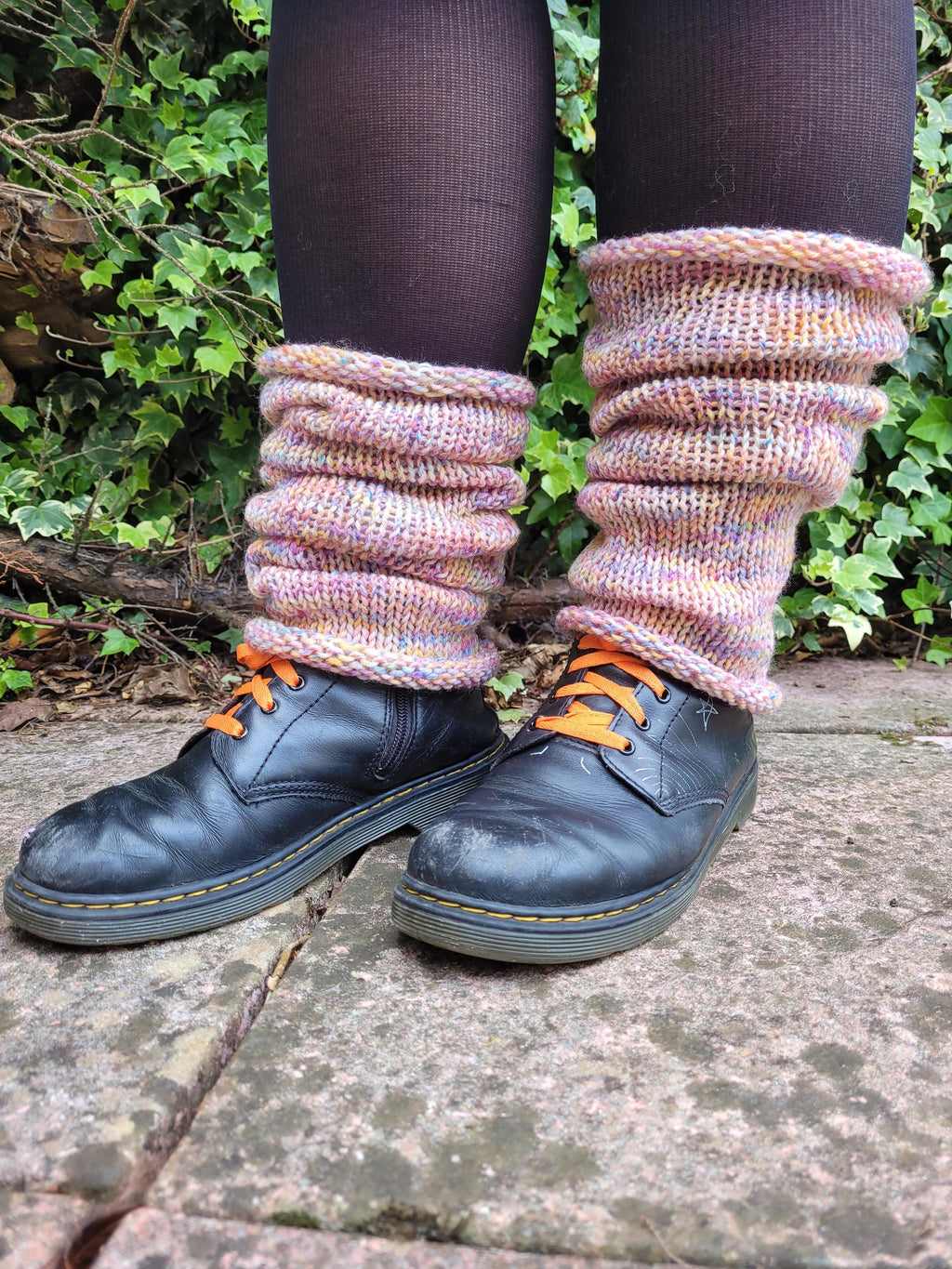 handmade leg warmers,  woolen,  warm and breathable,  in pastel rainbow colours
