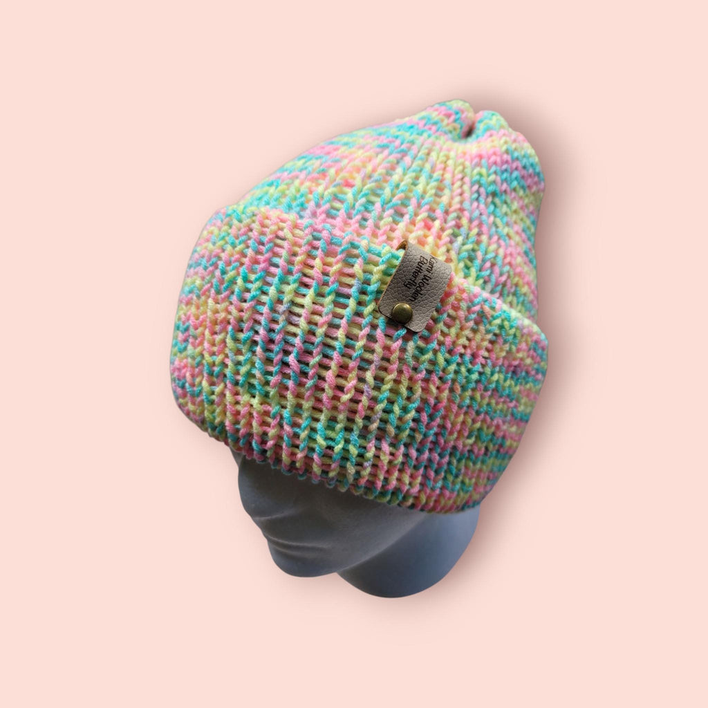 neon rainbow beanie hat