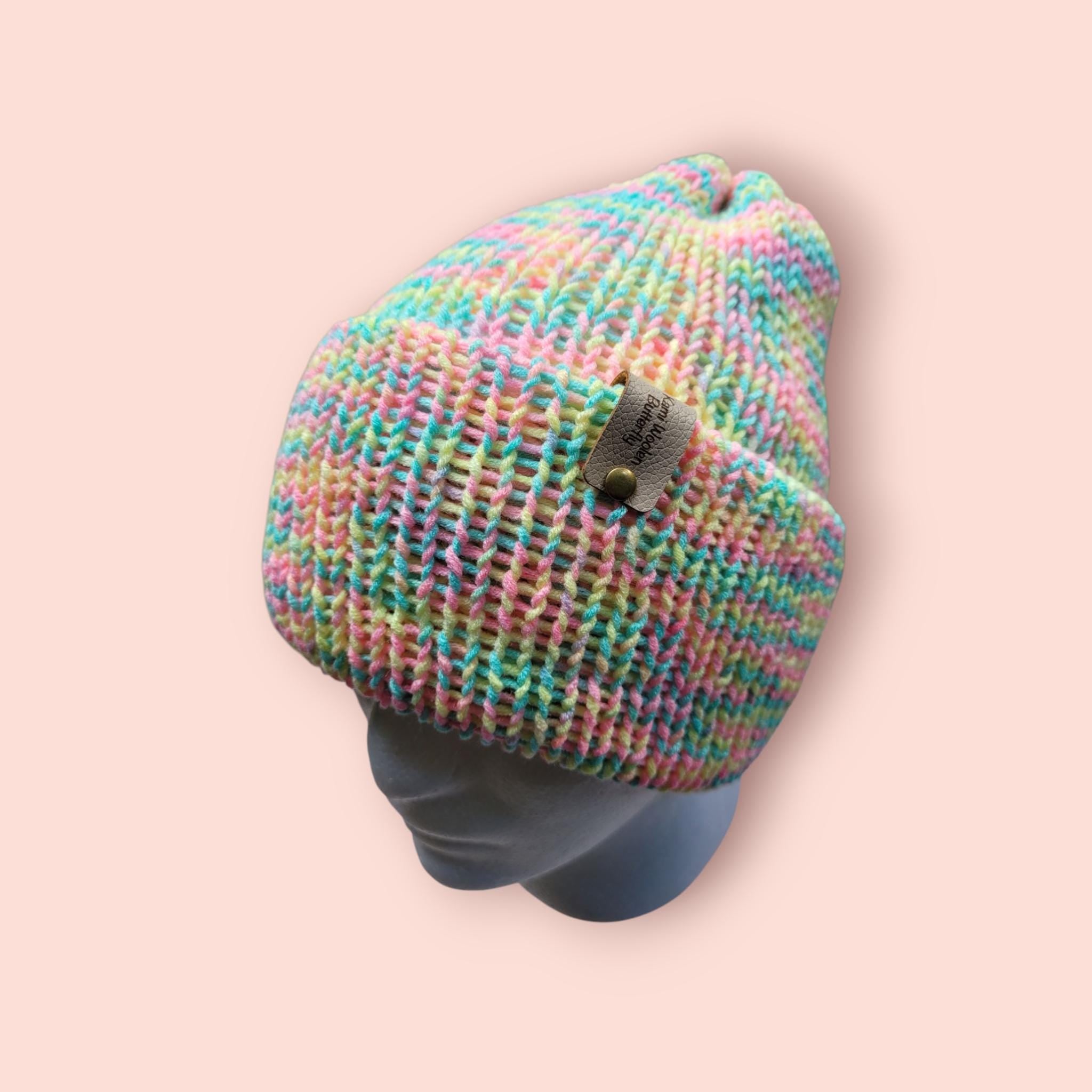 neon rainbow beanie hat