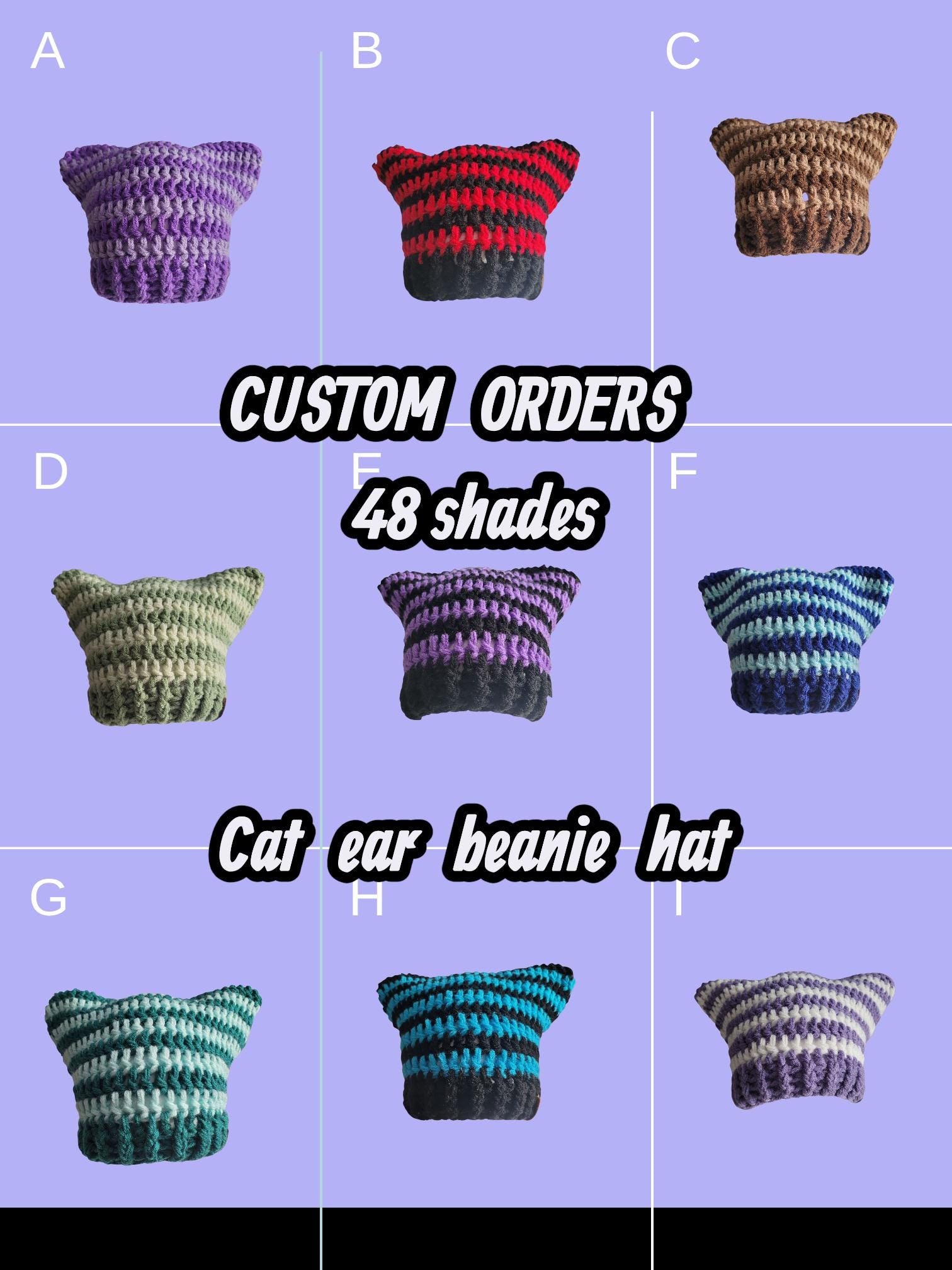 CUSTOM ORDERS, cat beanie hat, 48 shades
